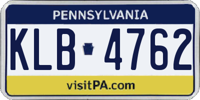 PA license plate KLB4762
