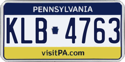 PA license plate KLB4763