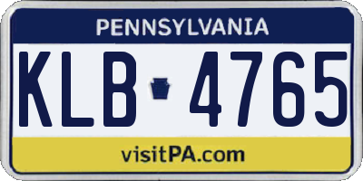 PA license plate KLB4765
