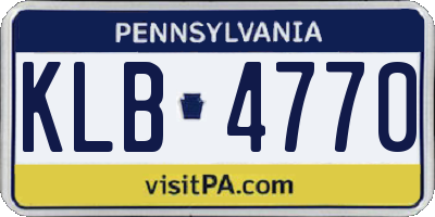 PA license plate KLB4770