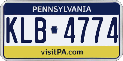 PA license plate KLB4774