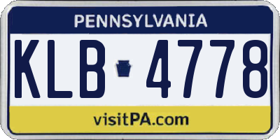 PA license plate KLB4778