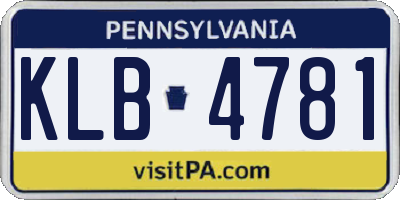 PA license plate KLB4781