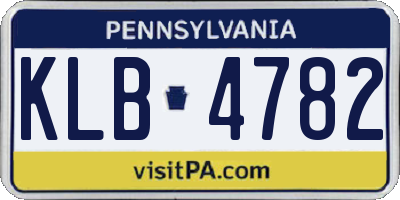 PA license plate KLB4782