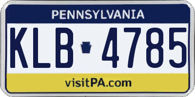 PA license plate KLB4785