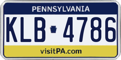 PA license plate KLB4786