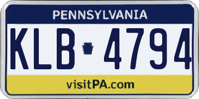 PA license plate KLB4794