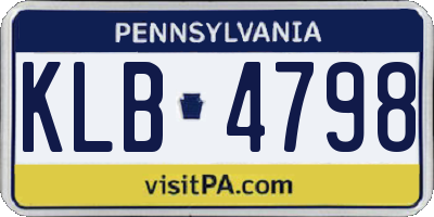 PA license plate KLB4798