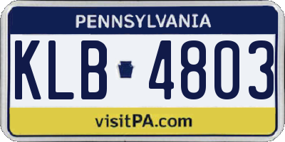 PA license plate KLB4803