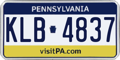 PA license plate KLB4837
