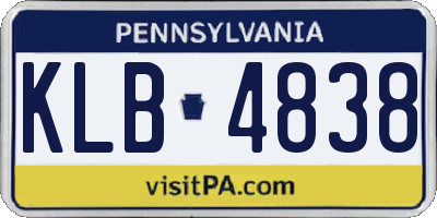 PA license plate KLB4838