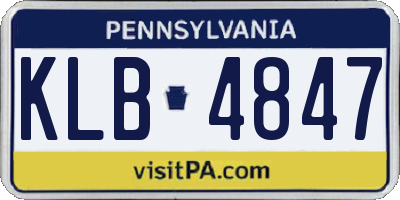PA license plate KLB4847