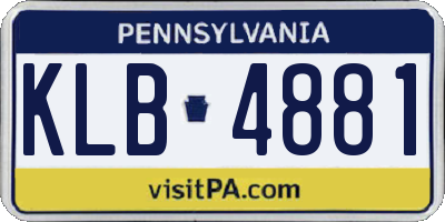 PA license plate KLB4881