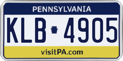 PA license plate KLB4905