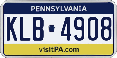 PA license plate KLB4908