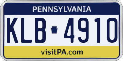 PA license plate KLB4910