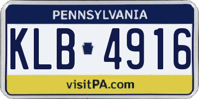 PA license plate KLB4916