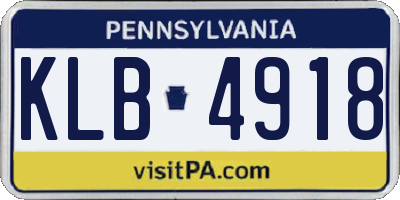 PA license plate KLB4918