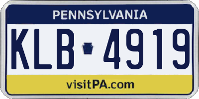 PA license plate KLB4919