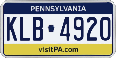 PA license plate KLB4920