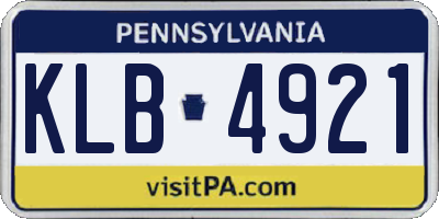 PA license plate KLB4921