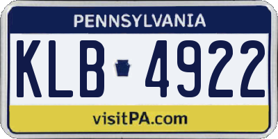 PA license plate KLB4922