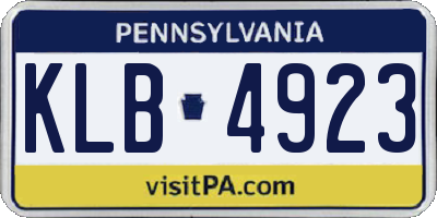PA license plate KLB4923