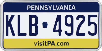 PA license plate KLB4925