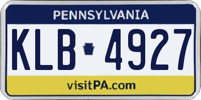 PA license plate KLB4927