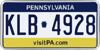 PA license plate KLB4928