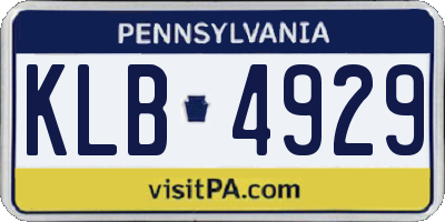 PA license plate KLB4929
