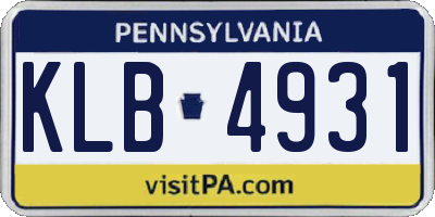 PA license plate KLB4931