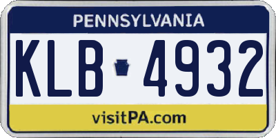 PA license plate KLB4932