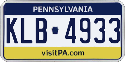 PA license plate KLB4933