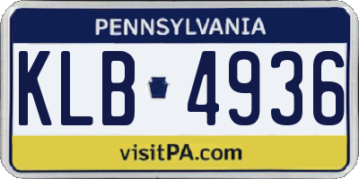 PA license plate KLB4936
