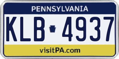 PA license plate KLB4937
