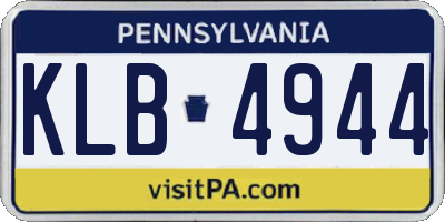PA license plate KLB4944