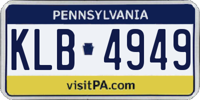 PA license plate KLB4949