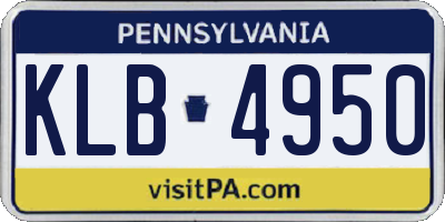 PA license plate KLB4950