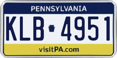 PA license plate KLB4951