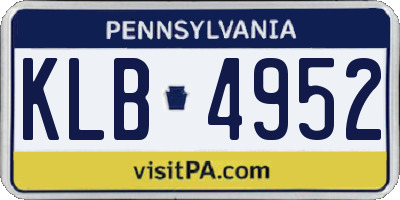 PA license plate KLB4952