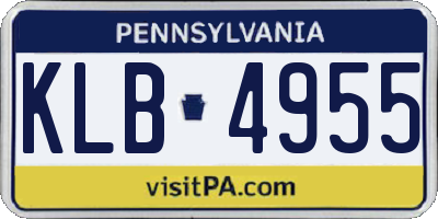 PA license plate KLB4955