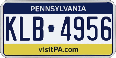 PA license plate KLB4956