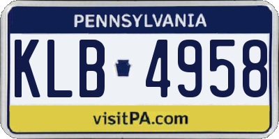 PA license plate KLB4958