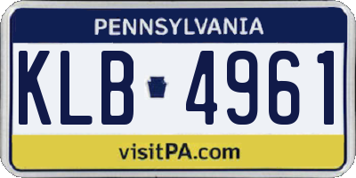 PA license plate KLB4961