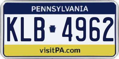 PA license plate KLB4962