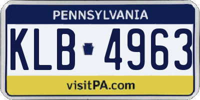 PA license plate KLB4963
