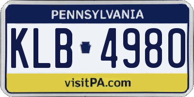 PA license plate KLB4980