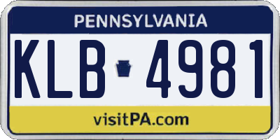 PA license plate KLB4981