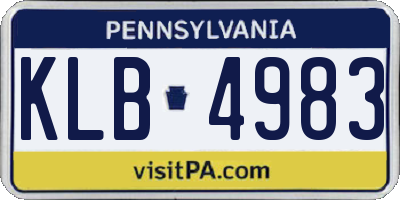 PA license plate KLB4983
